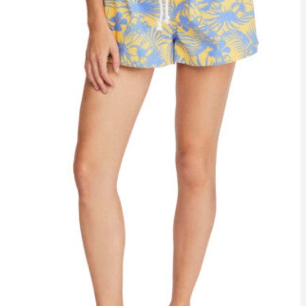 Free People Yellow and Blue Floral Women Shorts